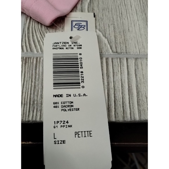 NWT Jantzen Short Sleeve Women's Pink T-shirt Flowers Postcard Size Large - Picture 4 of 7